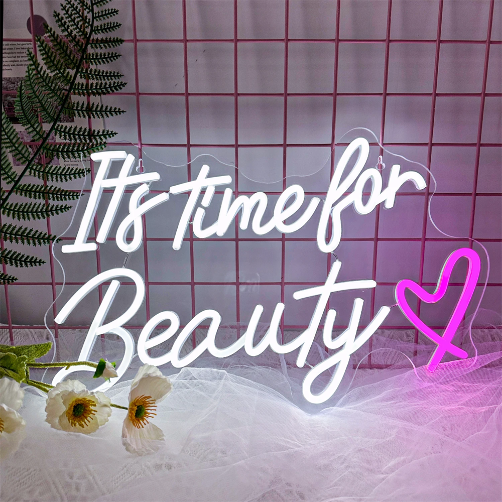 Power Tools Logo - It's Time For Beauty Neon Sign