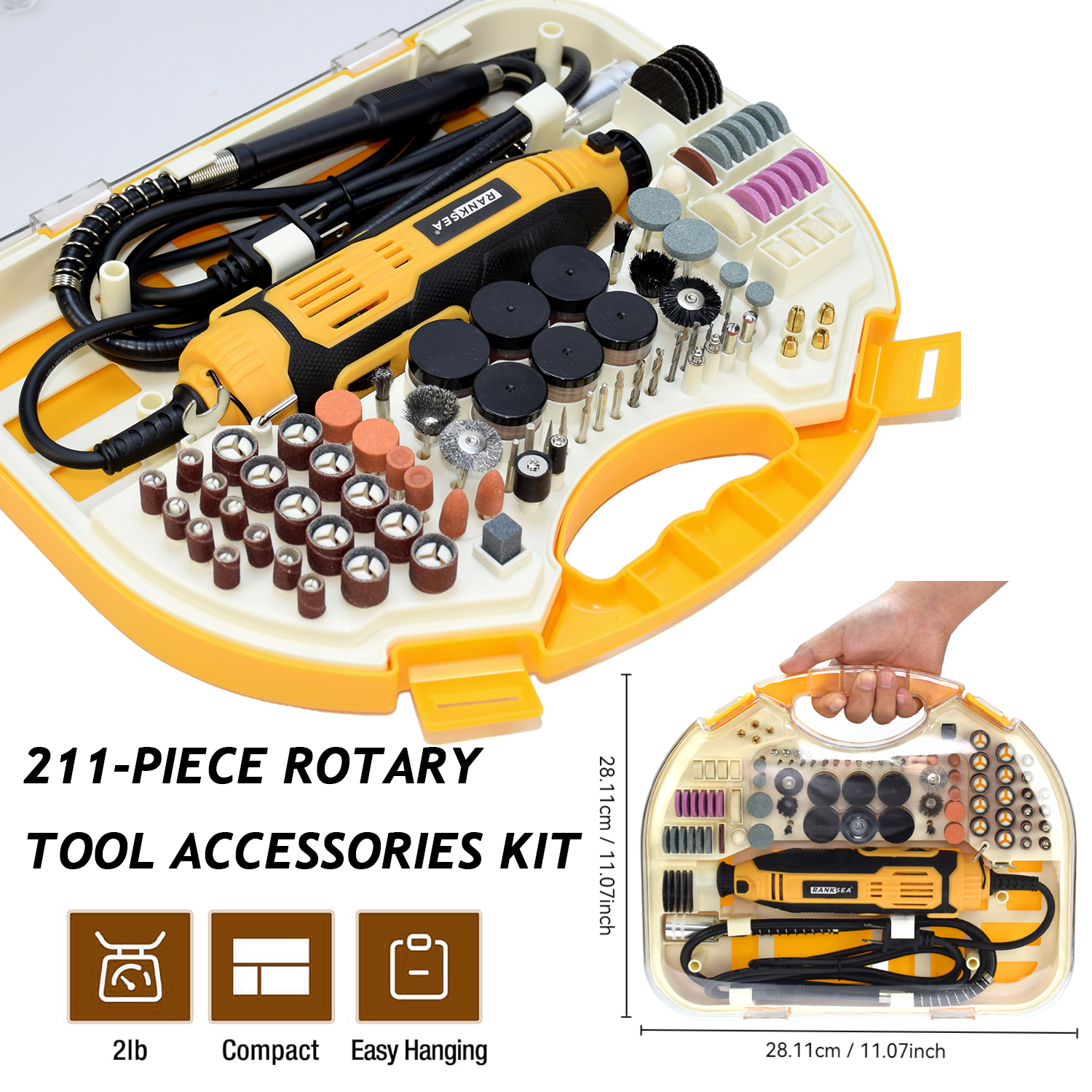 Power Tools Set - Rotary Tool Kit, Equipped With Flex